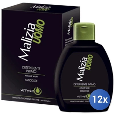 12x Bundle Malizia Sapone Intimo Uomo 200 Ml. Vetyver