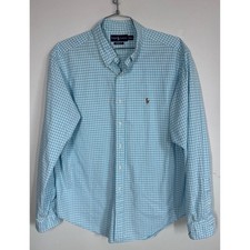 VTG Ralph Lauren Classic Fit Long Sleeve Button Down Shirt Size XXL Blue Check