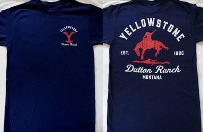 Yellowstone Bucking Horse Dutton Ranch Montana Licensed Navy T-Shirt Men XXL