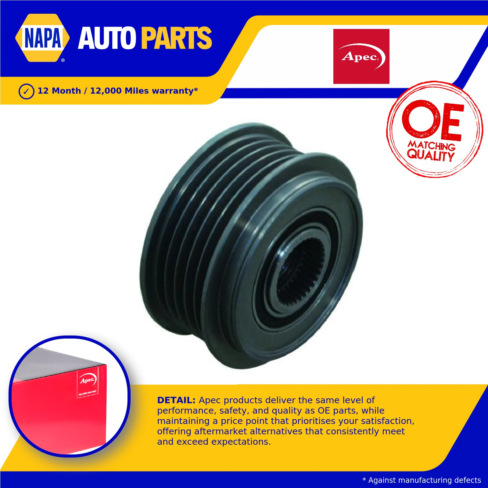 Overrunning Alternator Pulley AOP1022 Apec Clutch 2741527011 Quality Guaranteed