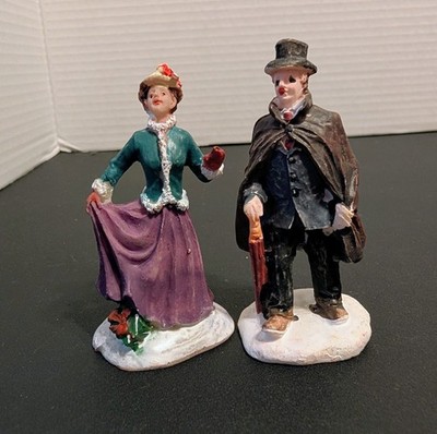Holiday Time Christmas Village Woman & Man Replacement Figures