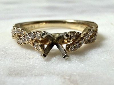 14K Yellow Gold 1/2TDW Natural Diamond Twisted Band Semi Mount Ring Jared Chosen