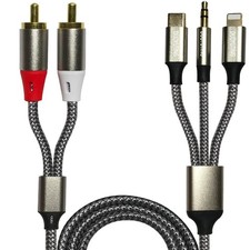 3 in 1 Audio Cable, iOS Phone/3.5mm AUX/USB C to 2 RCA,Stereo Audio Adapter f...