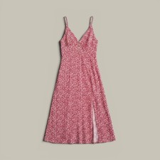 Urban Outfitters midi dress slit Pink Geometric Linen Blend Small OB1118771