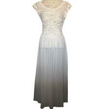 VTG Victoria's Secret Satin Lace Nightgown Maxi Slip Y2K Size M Wedding 90s