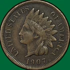 1907 Indian Head Cent Extremely Fine XF Coin #38243