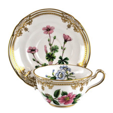 Spode Stafford Flowers Tea Cup & Saucer Flowers Hand Painted 2010 Vintage
