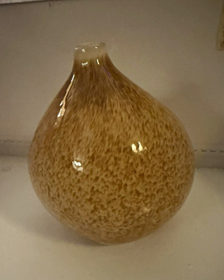 Eighteen Karat Tache Pod Vase 7.5in Brown Spotted Glossy Ceramic Art Pottery