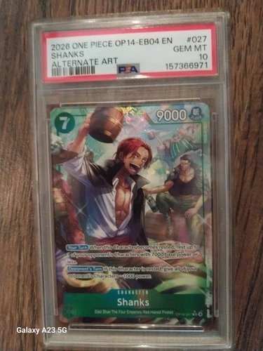 PSA 10 Shanks OP14-027 R Alt Art THE AZURE SEA'S SEVEN One Piece Card