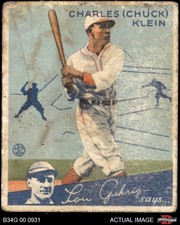 1934 Goudey #10 Chuck Klein Cubs HOF 1.5 - FAIR