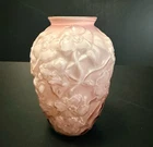 Vintage Fenton Pink Overlay Cased Glass Dogwood Vase with Label Sticker 7” Tall