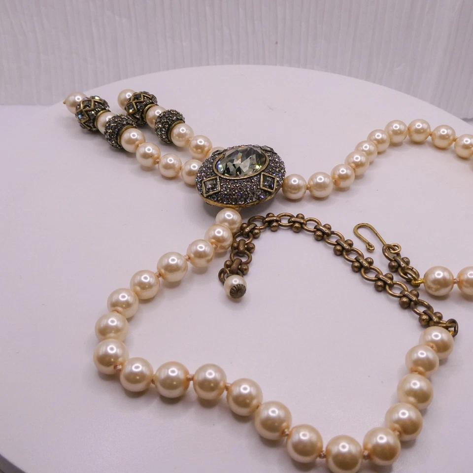 Collar Heidi Daus Swarovski imitación perlas cuentas gota en Y 20" Foto 2 de 4