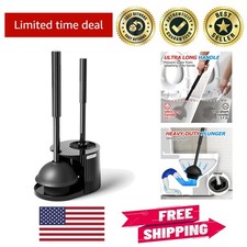 Elegant 2 in 1 Toilet Plunger  Brush Set - Extended Handle for Ultimate Hygiene