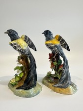 Crown Staffordshire - WIDOW BIRD - JT Jones -  Pair of Porcelain Bird Figurines
