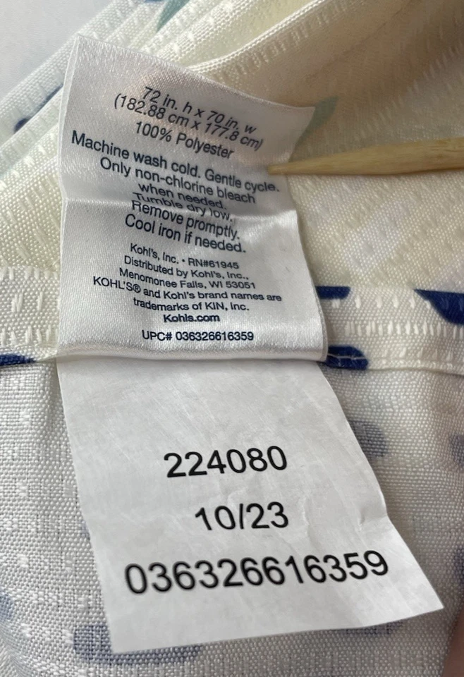 Kohls "The Big One" Cortina de Ducha Azul Variegado 72" x 70" Nueva Foto 4 de 4