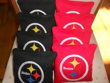 Set of 8 Steelers Embroidered Football Cornhole Bags