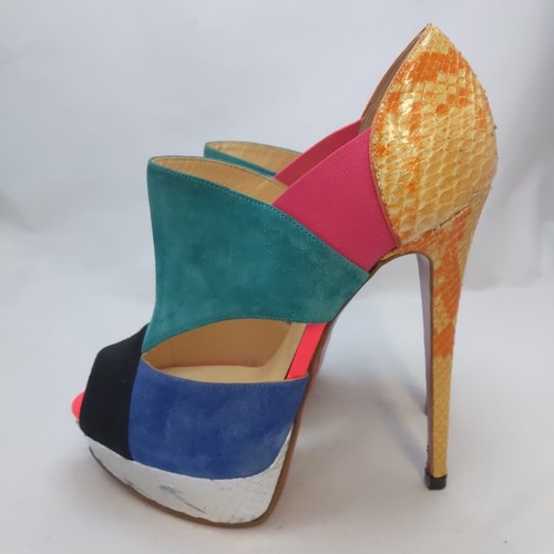 $1295 CHRISTIAN LOUBOUTIN 36.5 Tacones Pitou 150 Pitón Plataforma Multicolor - Imagen 5 de 11