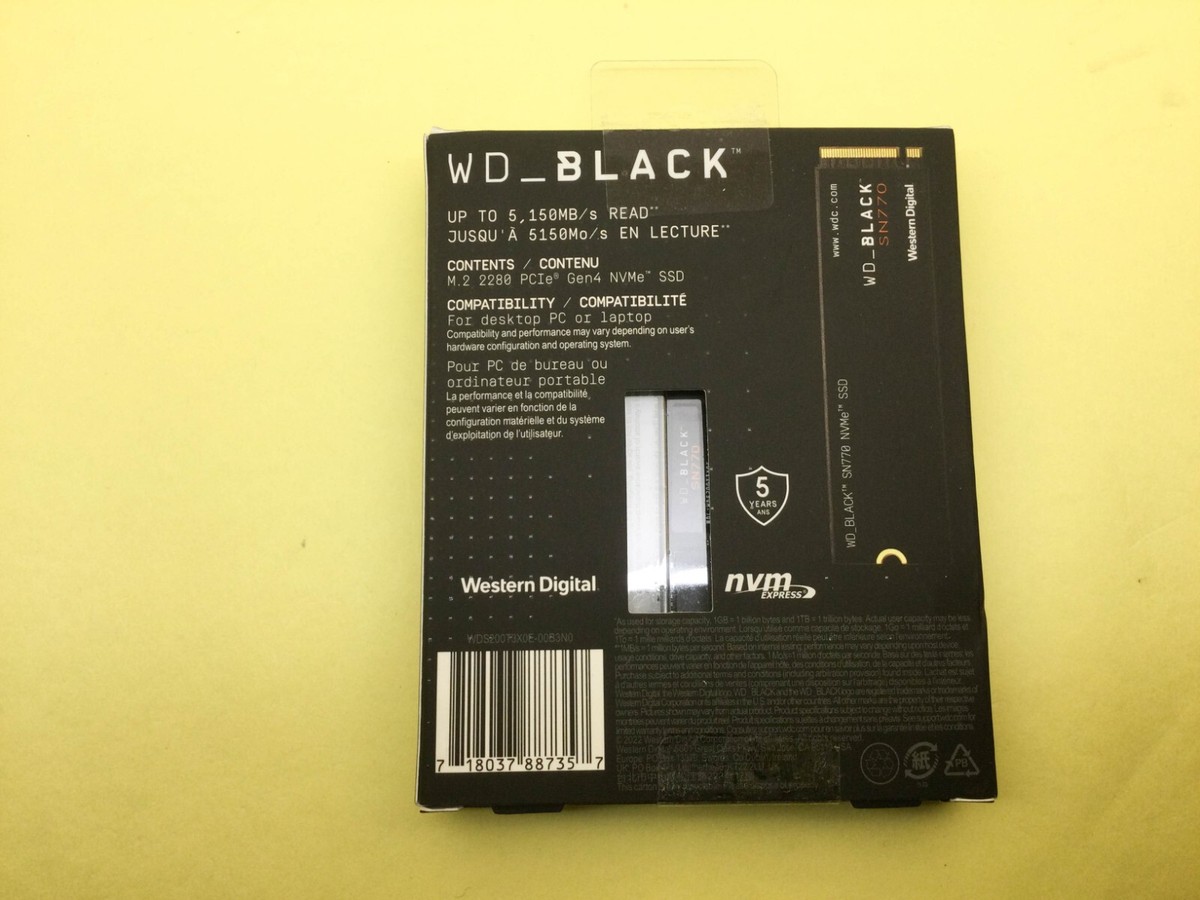 WD Black SN770 2TB PCIE4.0 NVMe M.2 2280 Internal SSD