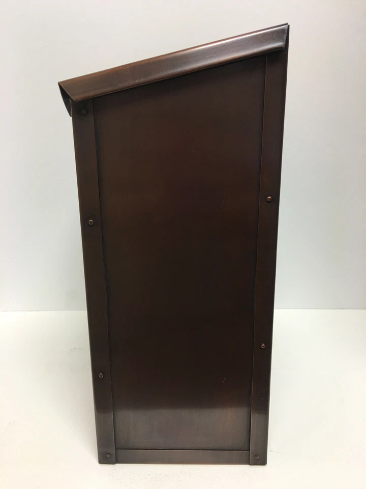 Buzón de cobre grande montaje en pared hecho a mano remachado acabado bronce accesorios de latón Foto 3 de 4