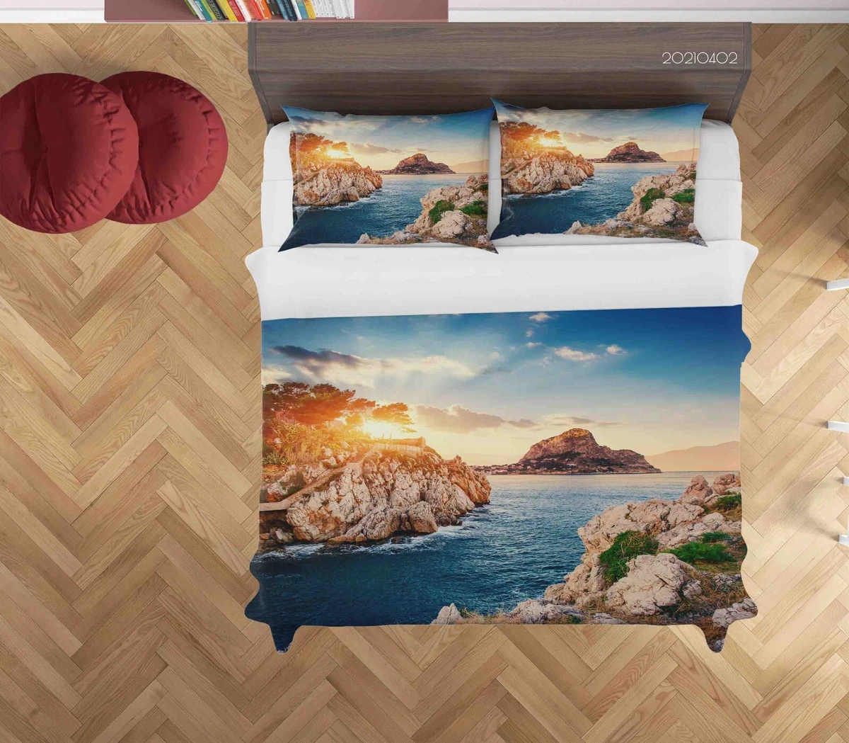 Set Copripiumino King Size Cotone 100% | Tema Spiaggia Con Stella Marina E Conchiglie | Biancheria Da Letto Oceano Per Adulti E Bambini