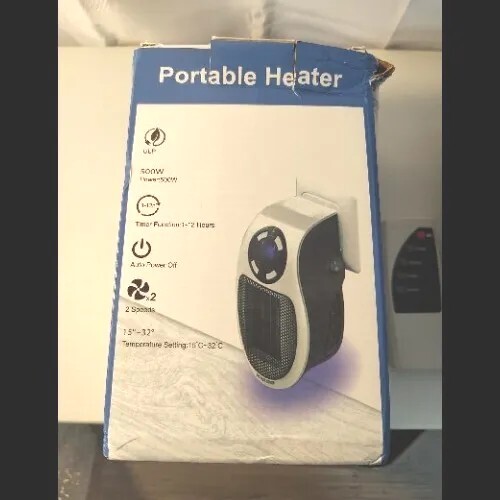 500W PLUGIN SPACE HEATER Electric Ceramic Adjustable Thermostat 1-12 Hour  Timer | eBay