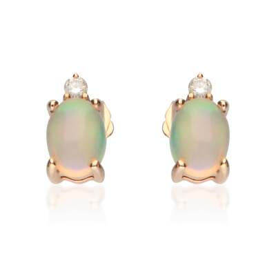 Gin and Grace Queen 10K Yellow Gold Oval-Cut Ethiopian Opal Earring 1.11tcw Stud