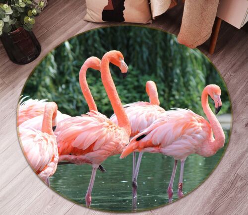 3D Pink Flamingos AHO186906 Animal Non Slip Rug Mat Elegant Photo Carpet Romy