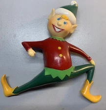Vintage 1981 Sun Hill Industries Hong Kong Sitting Plastic Christmas Elf -bx9