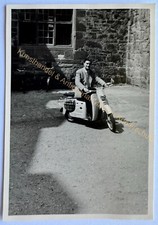 orig. Photo Scooter Moped Motorcycle around 1955 Vintage Man Mr