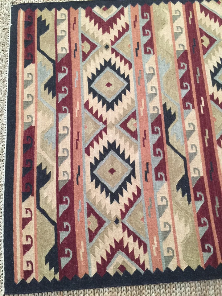Alfombra reversible tejido plano tejido a mano Kilim Southwestern de lana Jijum20. *NUEVO* Foto 3 de 4