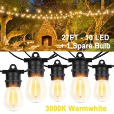 27ft Outdoor LED String Lights S14 Edison Bulbs Garden Hanging Light Waterproof
