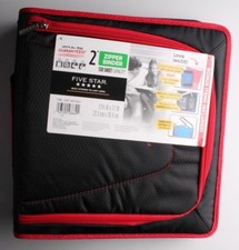 NEW Five Star Zipper Binder  Tech Pocket, 2", Red Black, 12-3/4" x 12" NWT