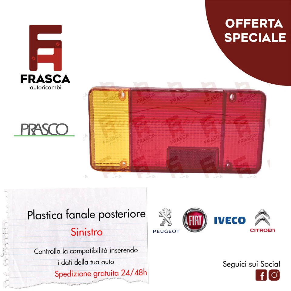 PRASCO FANALE SINISTRO PLASTICA POSTERIORE IVECO DAILY CITROEN PEUGEOT DUCATO LT GUIDA