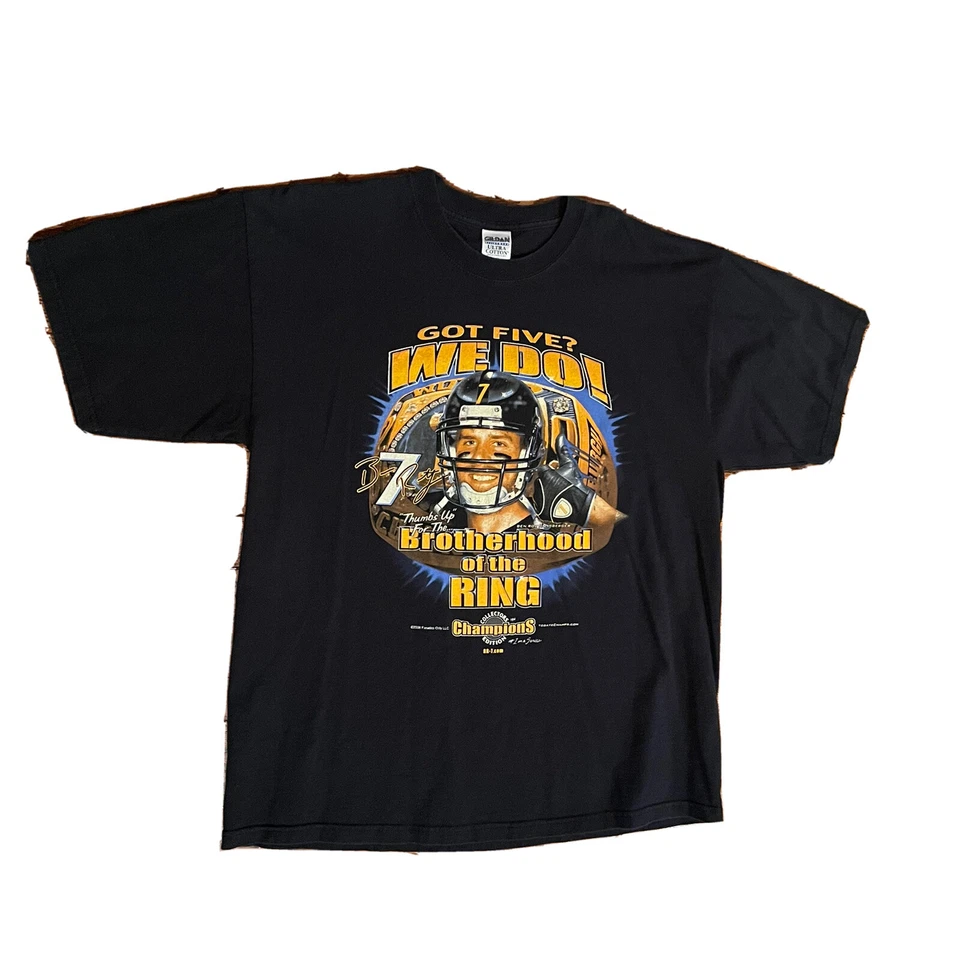 Camiseta negra Ben Roethlisberger Got Five We Do Pittsburgh Steelers 2006 para hombre XL Foto 3 de 4