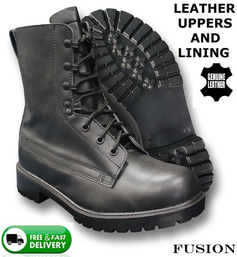Ejército para Militar Jump Botas 100% Cuero pieles Mod Biker Punk Rangers |  eBay