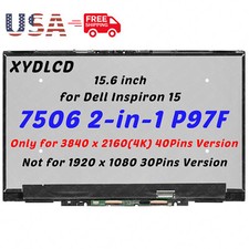 15.6" for Dell Inspiron 7506 2-in-1 0F5X01 J9PFV 4K LCD Touch Screen Assembly