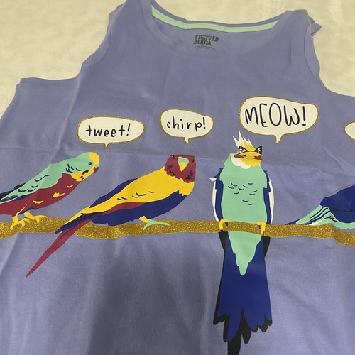 Spotted Zebra Lot of (2) Large/10 Girls Tank Tops Graphic Birds/Plain Tank NWOT - Picture 2 of 7
