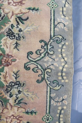 Green Beige Rug 6'0x9'6 ft Floral Medallion Rug, Turkmen Hand Knotted Serapi Rug - Picture 12 of 16