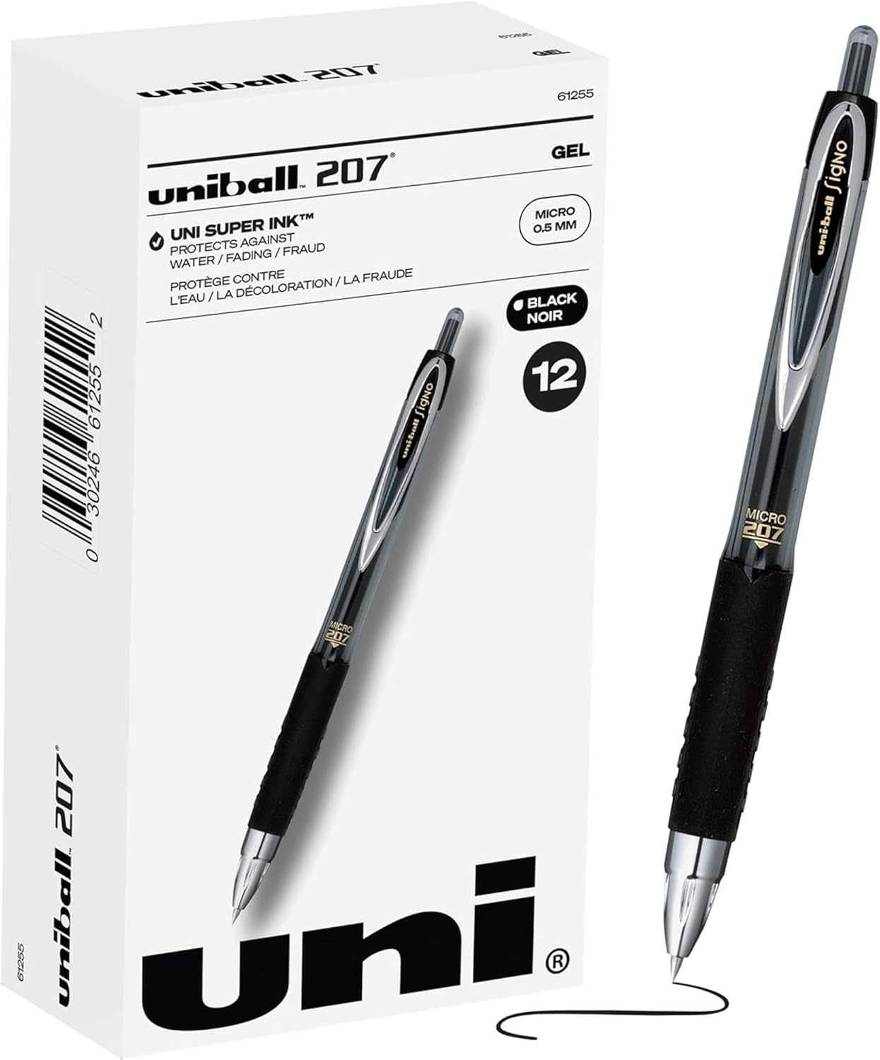 Retractable Gel Pens, Micro Point 0.5Mm, Black Ink, Pack of 12