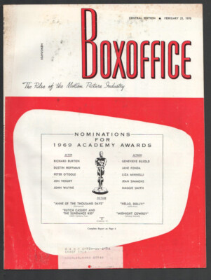 MAG: Boxoffice 2/23/1970-1969 Oscar nominees  cover -movie theater business-C...