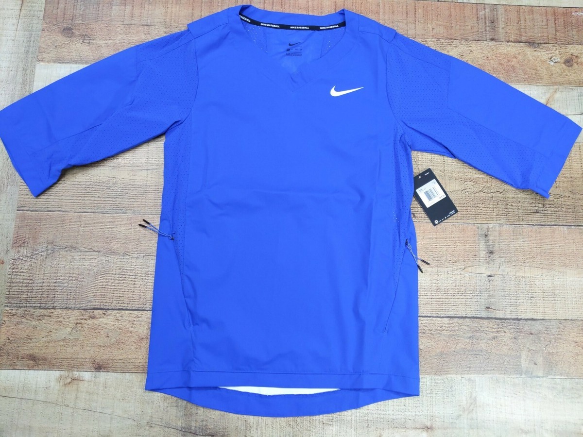 Nike Baseball Short Sleeve Windbreaker Jacket Quarter Zip Mens Size XS Blue