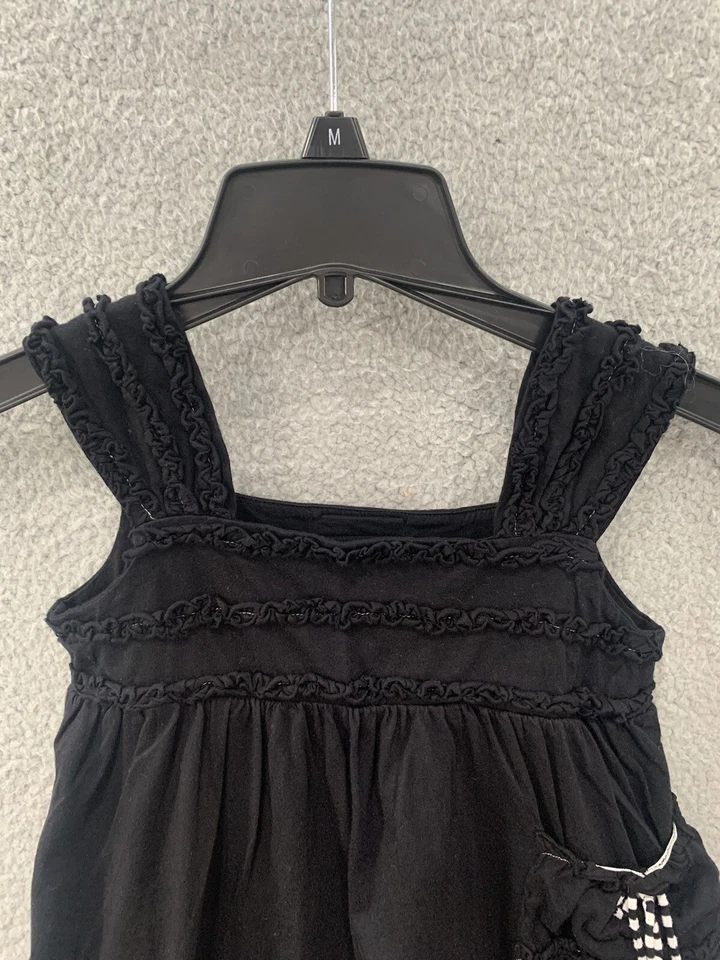 Vestido Luna Copenhagen Niñas Negro Calado Volantes Bolsillo Talla 8 Sin Mangas Foto 2 de 4