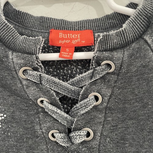 Butter Super Soft Heather Charcoal Long Sleeve Pullover Sweater Unicorn Sz 5 - Picture 5 of 7