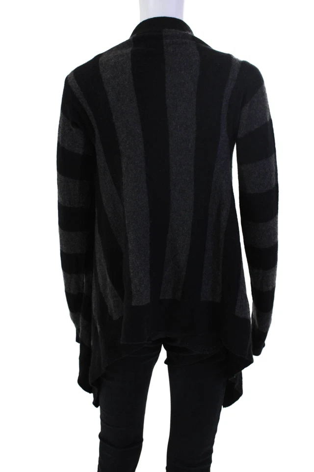 Cárdigan Suéter Line Mujer Cachemira Rayas Frente Abierto Tejido Negro Talla S Foto 3 de 4