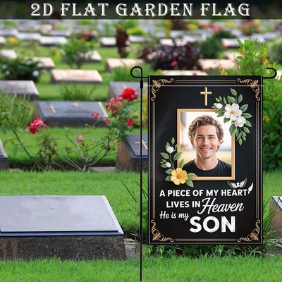 2D Flat, 1pc Memorial Photo Garden Flag with Custom Photo Frame - Double-Sided  