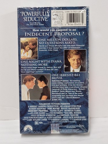 INDECENT PROPOSAL VHS Redford Moore Harrelson 1993 NEW SEALED Fast Free Shipping - Bild 2 von 5