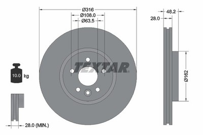 Textar 92300605 Brake Disc for Jaguar