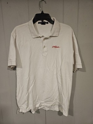 Devon & Jones J. Richards Men's Large White Embroidered Polo Shirt Pima Cotton 