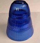 Set of 3 Vintage Pyrex Cobalt Blue Ribbed Nesting Bowls  7401-S, 7402-S, 7403-S