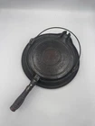 Vintage Cast Iron Wagner Waffle maker 1910 with base and  wood handles